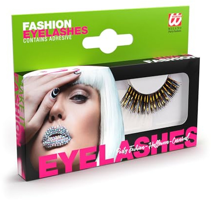 W WIDMANN MILANO Party Fashion - Künstliche Wimpern mit Klebstoff, Kosmetik, Schminken, Zubehör, Karneval
