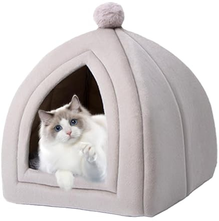 Aznever Kuschelhöhle Katze, Cat Cave Waschbar, Verdicktes Plüsch-Hundebett, Bequem, Für Hundehütten,Hundehütte, Katzenversteck, Warmes Bett Für Hunde, Kaninchen, Hasen, Haustiere, Katzen