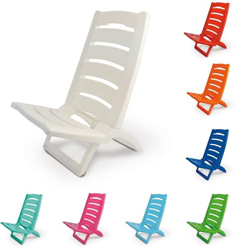 Tata Home Chaise de plage pliante portable pour plage de mer, piscine en plastique, transportable, pliable, fabriquée en Italie, blanc