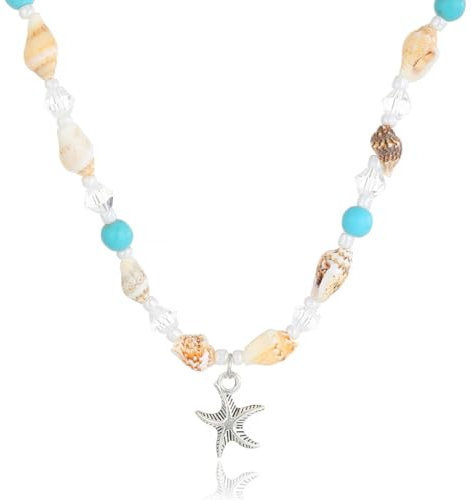 SCJJZ Collares para mujer,Collar de estrella de mar bohemio cadena de clavícula de concha con cuentas