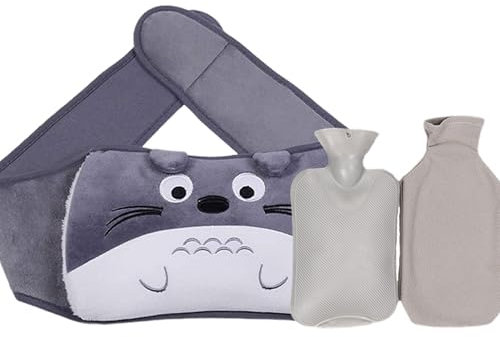 CXAFQ Wärmflasche Wärmflaschengürtel,Wärmflasche aus Gummi mit Weichem Plüschbezug,für Rücken Bauch und Nacken, Warm Hot Water Bottle zur Schmerzlinderung für Bauch Rücken Beine