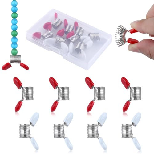 LEONTOOL 8 Pcs 10mm Bead Clamps for Jewelry Making Bead Wire Ends Beads Line End to Prevent Beads from Falling, Spring Steel, Mini Spring Clamps Beading Tools for DIY Bracelets Necklaces with Case