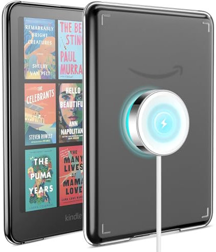MoKo Magnetische Hülle für 7 Kindle Paperwhite (12.Gen - 2024) und Kindle Colorsoft-Kompatibel mit Magsafe, Ultradünne Transparente Harte PC-Schutzhülle Stoßstange Zurück Abdeckung, Klar
