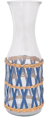 YöL 1.1 Litre Carafe Water Jug Navy Woven Detail Drinks Pitcher Summer Dining Table Outdoor Picnic