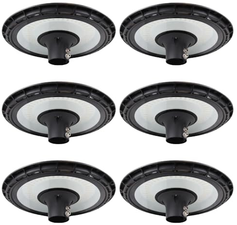 LUXULA 6 Stück LED Straßenlaterne rund 90W 9000lm, 3000K, IP65 | 3000K Warmweiß, IP65, für Mast Ø60mm, wetterfeste Straßenlampe, Mastleuchte außen für Parkplatz und Garten, robust