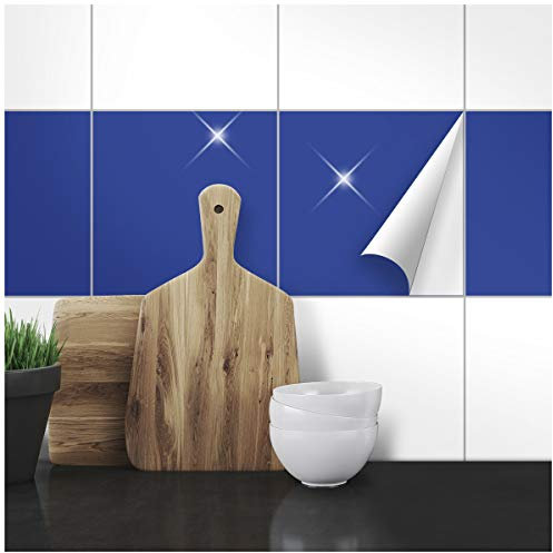 Wandkings Fliesenaufkleber - Wähle eine Farbe & Größe - Blau Glänzend - 33 x 33 cm - 100 Stück für Fliesen in Küche, Bad & mehr