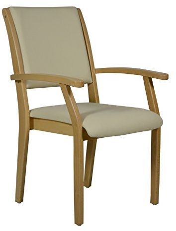 DEVITA - Seniorenstuhl Pflegestuhl Kerry - Verschiedene Sitzhöhen wählbar von 43 cm bis 55 cm (55 cm Sitzhöhe, Holz: Buche hell - Bezug: 601 Kunstleder Bisquit)