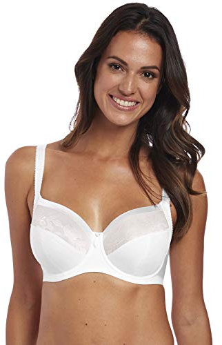 Fantasie Women's Illusion Underwire Side Suport Bra Full Coverage, Sheer, White, 38H