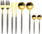 Set di posate MORGIANA 8 pezzi, set di posate in acciaio inossidabile 18/10, posate lucide nere e oro, cucchiaini da forchetta cucchiai forchette cucchiaini, servizio per 2 (nero e oro)