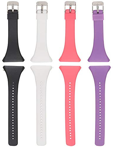 QGHXO Uhrenarmband für Polar FT4/FT7, weiches, verstellbares Silikon-Ersatzarmband für Polar FT4/FT7 Uhr (4 Stück: Schwarz & Weiß & Rosa & Lila)