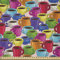 ABAKUHAUS Bunt Stoff als Meterware, Vintage Coffee House, Microfaser Stoff für Dekoratives Basteln, 1M (230x100cm), Violett Grün Gelb