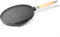 NAMAI - Bistecchiera Antiaderente Pietra, 36CM, Alluminio Pressofuso, Adatta In Lavastoviglie, Lati Grill e Liscio, Padella Manico Removibile in Legno, No Induzione, Made In Italy