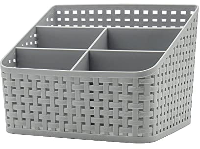 Fai Top Storage Basket, Cosmetic Box Organiser,Plastic Storage Box Desktop 5 Grid Sub-grid Storage Case Multi-function Storage for Desktop Office Bedroom Countertop Home Kitchen-Grey