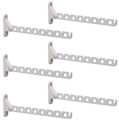 PRIOstahl Kleiderlüfter 310mm Weiß 10er Set Klappbar - Kleiderhaken Garderobenhaken Wandmontage 5kg Tragkraft Kleiderständer Abhängträger Stahl-Kunststoff Platzsparend