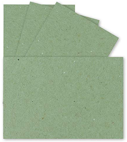 25x Einzelkarten Din A7-10,5 x 7,3 cm - 240 g/m² - Grün Kraftpapier - Mini-Karten ideal zum Selbstgestalten, Namenskarten & Visitenkarten