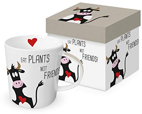 Kaffeebecher Kühe mit Geschenkbox, Tasse Tiere Tier Geschenkset Plants not Friends, Kuh