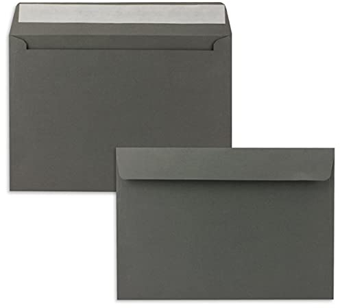 50x Briefumschläge DIN C5 Anthrazit (Grau) - 16,2 x 22,9 cm - Haftklebung - Edle Kuverts für große Einladungen und Karten zum Geburtstag oder Hochzeit