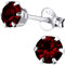 EYS JEWELRY Damen Ohrstecker 925 Sterling Silber – 5 mm runde Zirkonia Kristalle in Siamrot – Klassische Silber Ohrringe für Frauen