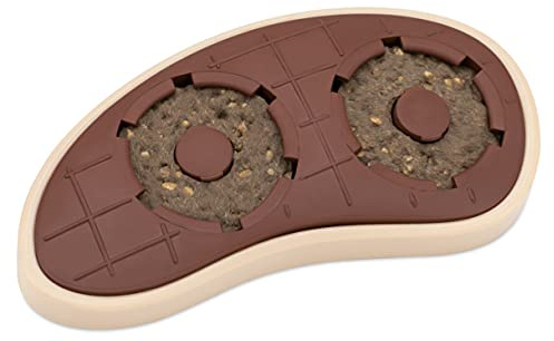 PetSafe Busy Buddy Steak Kauspielzeug mit Leckerli-Ringen für Hunde, fördert die Zahnhygiene, BPA-freier Naturkautschuk, Größe S/M
