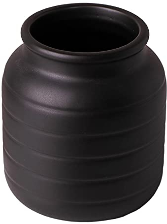 Leaf Pot de Fleurs en céramique Noir 14 cm