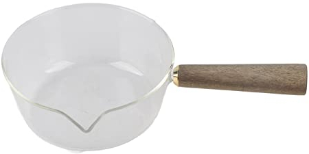 Pot à Lait, Casserole Résistant À La Corrosion En Verre Borosilicate Ustensiles De Cuisine Bec En Forme De V Avec Poignée En Bois Pour La Maison Pour La Cuisine Pour Le Restaurant(#2)
