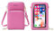 RRANCharltu Sac à Bandoulière pour Téléphone Portable Femmes Sac à Ecran Tactile Cuir PU Pochette Portefeuille Femme Porte Cartes avec Bandoulière et Dragonne (Rose Lourd)