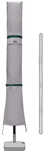 Sekey Housse de Protection pour Ø3m-4m Parasol,Couverture de Parasol avec Grilles D’aération,100% Polyester,Gris clair