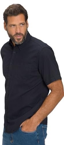 JP 1880 Herren Leinenmixhemd, Halbarm Shirt, Dunkel Marine, 4XL EU