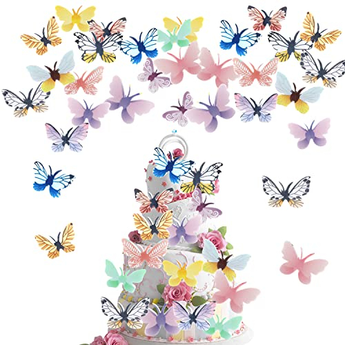 Cake Topper Schmetterling Schmetterlinge Tortendeko 72Stk Kuchen Deko Deko torte Kuchendeko Geburtstag Mädchen für Hochzeit Geburtstag Baby-Dusche Partybedarf
