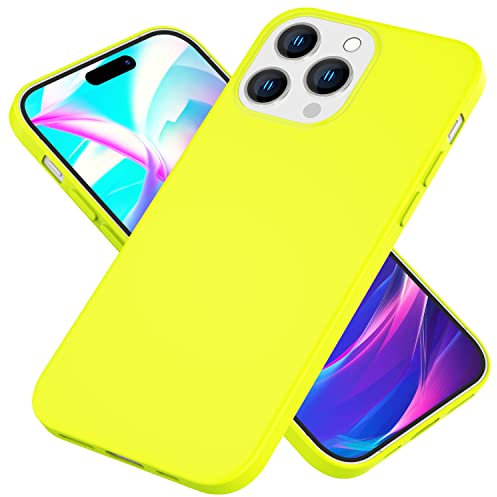 NALIA Bunte Neon Silikonhülle kompatibel mit iPhone 14 Pro Max Hülle, Intensive Farbe rutschfest Samtig Weich Gummiert, Stoßfest Dünn Soft Case Handyhülle Silikon Schutzhülle Cover, Farbe:Gelb