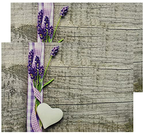 matches21 Stoff Tischsets als abwaschbare Platzdeckchen - 2 Stück Platzsets in 45 * 30 cm mit Lavendel Landhausstil - Waschbare Textil Esstisch Unterlagen als Tischdeko auch für Wohnzimmer