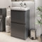 Affine® 500mm Vanity Unit Wash Basin Sink Bathroom Floor Standing Storage Cabinet Cupboard Cloakroom, Soft Close Drawers, Grey Gloss