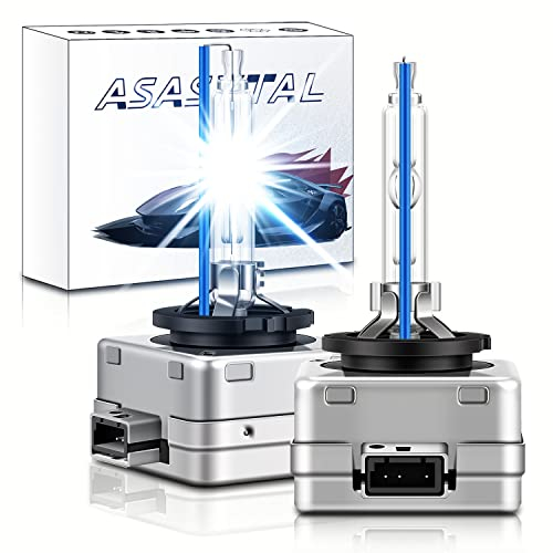 Asasytal D1S Xenonlampen 35W 8000K Coole Blaue Scheinwerfer, +300% Leistungsstarke, Helle HID Lampen, Bi HID Nachrüstsatz Scheinwerfer Ersatz Kit, Upgrade Glühbirne, IP68 Wasserdicht, 2er-Set