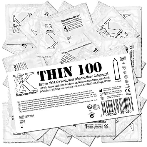 Kondomotheke THIN, dünne Kondome, hohe Qualität, sicher und zuverlässig - für ein Gefühl wie mit ohne Kondom - hervorragendes Preis-Leistungsverhältnis, 1 x 100 Stück