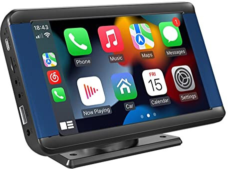 Huamengyuan Wireless Apple Carplayer Android Monitor de coche 7 pulgadas Bluetooth manos libres coche radio pantalla táctil radio inalámbrico para coche pantalla HD portátil car Play Monitor con AUX