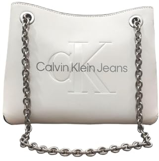 Calvin Klein Jeans damen Schultertasche white - silver logo