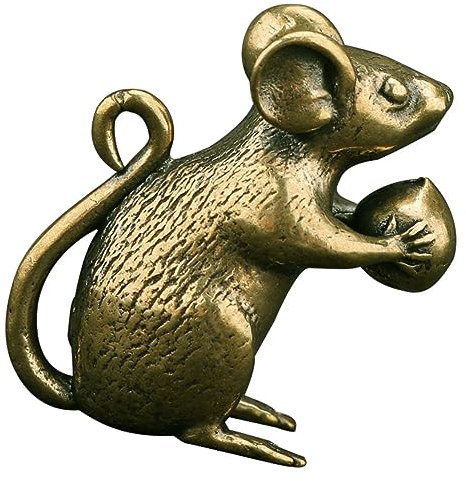 Retro Figurine Brass Ornament Miniature Glass Car Decor Statue Rat Golden