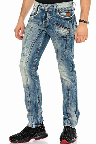 Cipo & Baxx Herren Jeans mit Kontrastnähten – Denim Hose, Moderner Look, Bequeme Freizeit- und Alltagsjeans