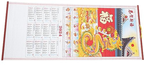 Housoutil 2024 Chinesischer Schriftrollenkalender Jahr Des Drachen Wandkalender Ganzjahreskalender Neujahrs-Hängekalender Rollenkalender Im Chinesischen Stil Für Das Frühlingsfest