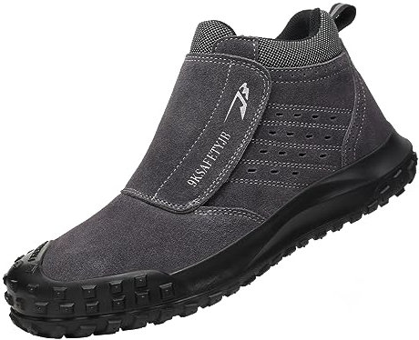 Micoklinlin Scarpe da lavoro da uomo con punta in acciaio, protezione da scottature, scarpe di sicurezza per saldatori, grigio., 42 EU