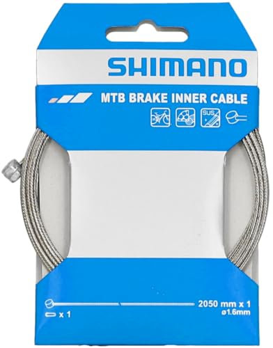 Shimano Unisex – Erwachsene Bremszug MTB, Silber/Schwarz, Länge: 2.05 mm Bremszug MTB Edelstahl