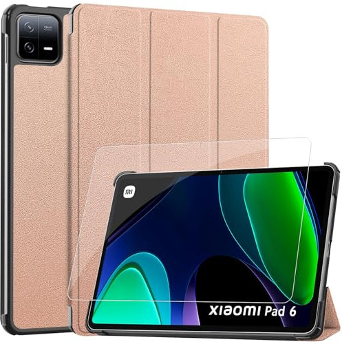 GOZOPO Funda con Protector de Pantalla para Xiaomi Pad 6 (11 Pulgadas), Ultra Ligero Delgada Carcasa con Auto Sueño/Estela