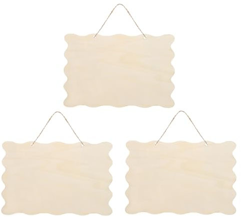 PATIKIL Unfinished Wood Sign, 3Pcs Blank Hanging Wooden Plaque DIY Craft Project for Door Hanger Painting Wall Art Wreaths Decorative Style 6