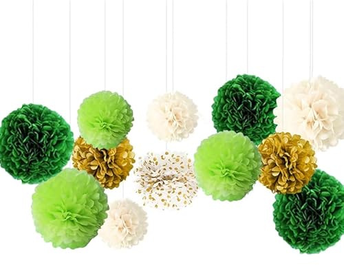 12er-Pack Seidenpapier-Pompons 5 Farben Seidenpapier-Blumen Dekoration 3 Größen Seidenpapier-Pompons Seidenpapier-Blumen Wanddeko Geeignet für Hochzeit Geburtstagsparty-Dekoration