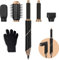 Golden Goods | Airstyler | 5-in-1 Haarbürste | Warmluftbürste | Multistyler | Lockenstab | Haar Styler Föhn | Mit hitzebeständigem Handschuh | Black Edition