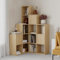Hocuspicus Versatile and Unique Design Bookcase Set | Multipurpose Corner Bookshelf | Cube Shape Display Unit | 3 Door Storage Cabinet | 150.80cm (W) X 28cm (D) | Living Room, Office etc. | Oak