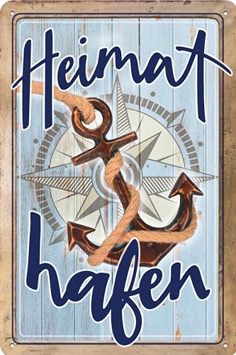 Wetterfestes 30 x 20 cm Blechschild – lustiger Spruch – Meer, Strand, Sonne, Urlaub Fans – Heimathafen