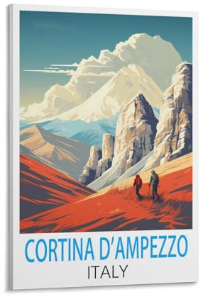 YNIEILUU Cortina D'ampezzo Italien-Reiseposter im Vintage-Stil, 30 x 45 cm, Leinwand-Kunstposter, Gemälde, Bilder, Wandkunstdrucke, Wanddekoration für Schlafzimmer