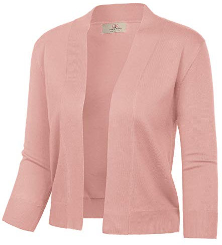 GRACE KARIN Kurze Strickjacken für Damen Sommer Leichtes Strickwaren Lässig Täglich Büro Rosa M