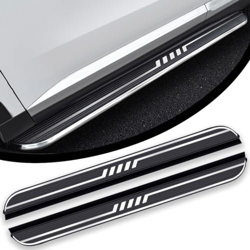 Lot de 2 marchepieds latéraux noirs pour Ford Ranger 2023 2024 – Marchepied Nerfbar en aluminium (avec support)